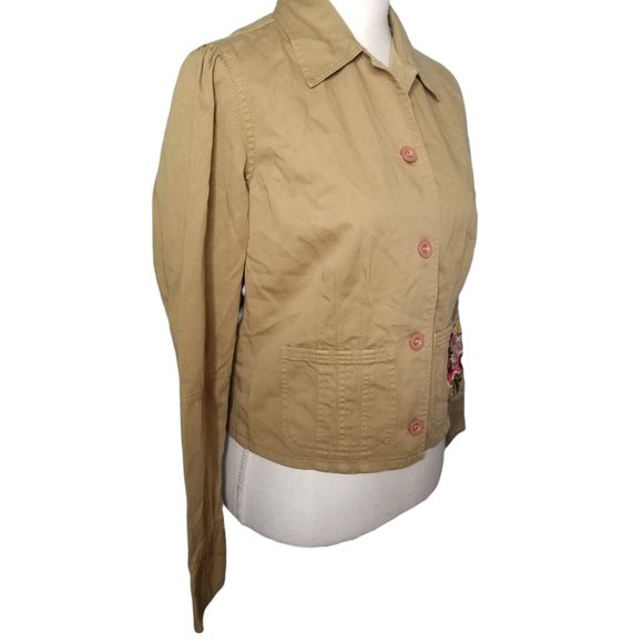 Johnny Was Tan Button Down Embroidered Jacket Size Small - Picture 3 of 9